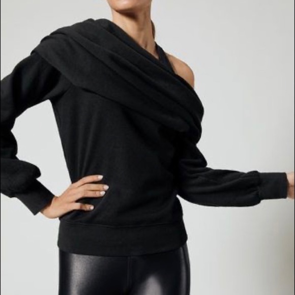 Carbon38 Tops - Carbon38 Black Off The Shoulder Sweatshirt